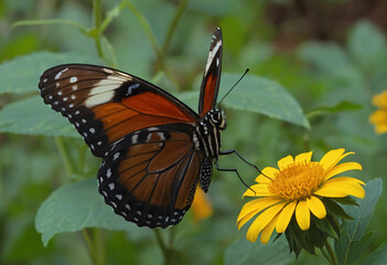 Fototapeta premium Butterfly on a flower with beautiful colors