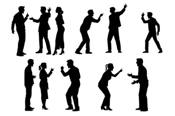 shadow shilloute People  are showing quarrel gesture Yelling at each other