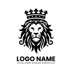 Lion Head with Crown Logo | Majestic Vector Emblem | Royal Animal Mascot Design