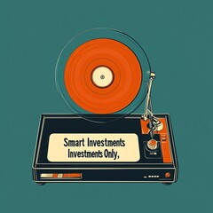 Vintage turntable with a bright orange record, perfect for highlighting smart investment strategies and retro vibes.