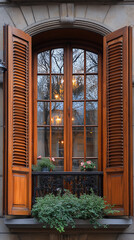 Obraz premium window in a house, window in the old building, old wooden window 