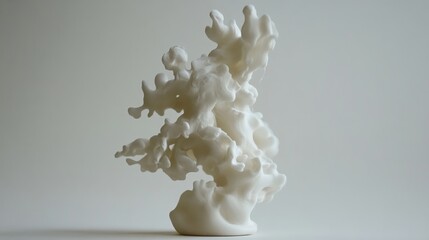 Abstract White Sculpture Representing Fluid Motion and Energy Flow