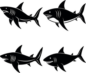 Minimalist Shark Silhouette Vector Icon Set Clean & Bold Design.