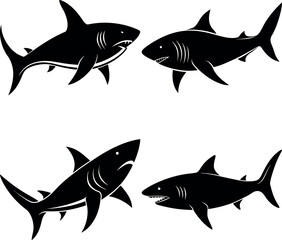 Minimalist Shark Silhouette Vector Icon Set Clean & Bold Design.