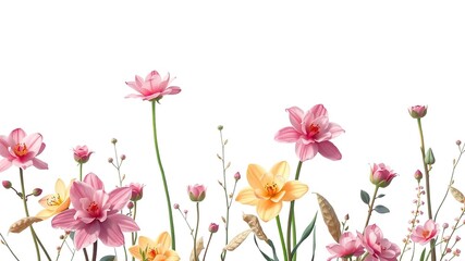 Fototapeta premium Vintage Floral Wallpaper Background: Delicate Faded Garden Design