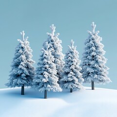 Winter Wonderland 3D Render of Snowy Trees Minimalist