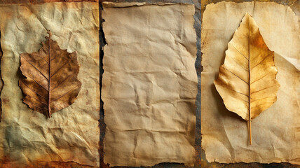 Minimalist Composition of Textured Paper Strips in Turquoise and Brown Earth Tones