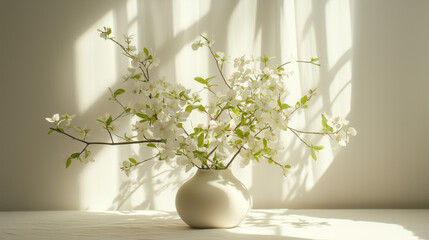 Fresh Spring Flowers in  Vase Celebrating International Women's Day with Soft Pastel Tones and Contemporary Elegance