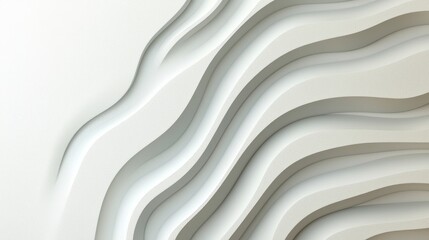 Minimalist Soft Shadow Wave Design on White Background