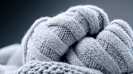 Soft grey wool sweater texture close-up