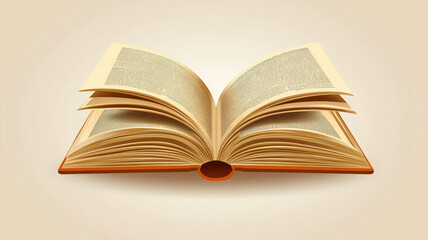 Open Book with Fanned Clean Cream Pages on Light Background, Education and Knowledge Concept, Classic Literature and Reading Study Symbol