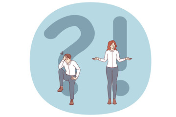 Woman found answer to question tormenting man, after much thought and reading FAQ. Concept of using instructions to find answer and solve problems, that cause stress and confusion.