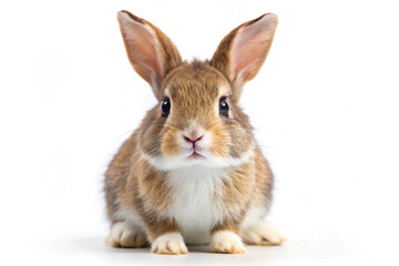Obraz premium Adorable Bunny Portrait: A charming bunny with soft, fluffy fur and long ears, poised against a bright background, creating a sense of innocence and warmth.
