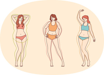 Woman transformation through losing excess weight and gaining built-in body after liposuction...
