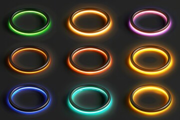 Swirling light trails create vibrant circles with sparkling particles, adding a dynamic touch to a dark background