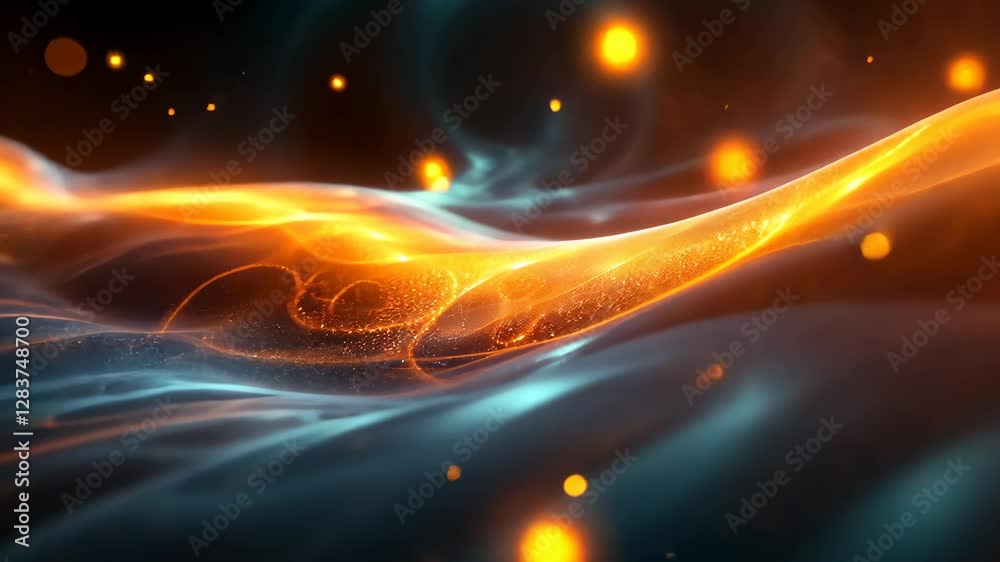 Sticker vibrant abstract background with glowing waves and sparkling lights