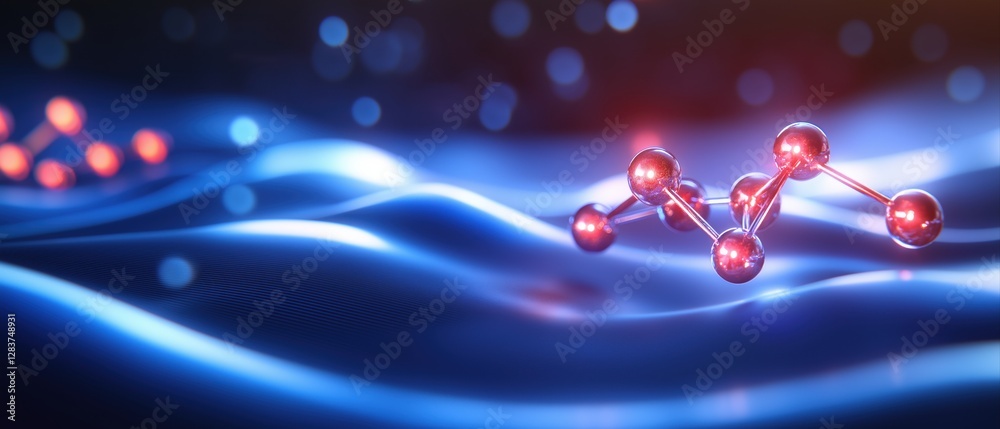 Poster advanced simulation of molecular structures with dynamic visual effects and colors
