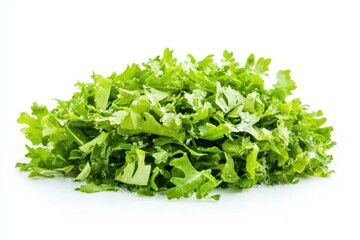 Obraz premium Preserved Sea Lettuce Heap: Fresh Green Vegetable for Healthy Eating on White Background
