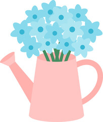 Flowers in Watering Can icon.
Cute Outdoor Garden watering can with flowers Vector.
Transparent background.