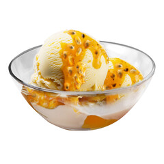 passion fruit ice cream transparent bowl