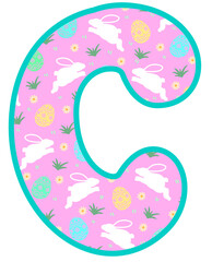 Happy easter day uppercase alphabet C