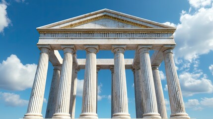 Obraz premium Classic Ancient Temple Structure with Columns Against Blue Sky