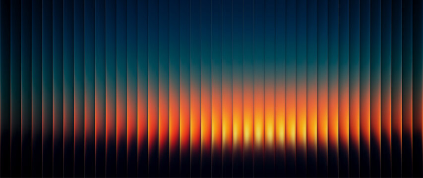 Fototapeta Vibrant sunset inspired gradient with  fractal vertical glass effect in warm orange and blue tones. Serene atmosphere, tranquility sky, peaceful twilight mood aesthetic design. Vector illustration