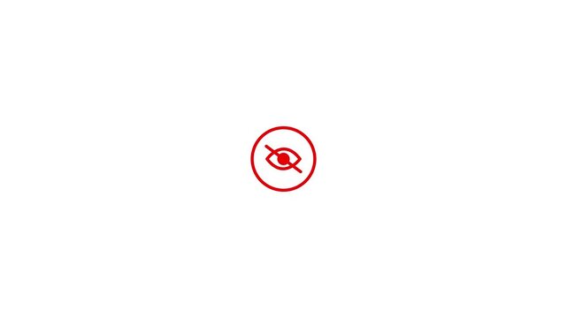 Hide eye symbol, sensitive content icon.warning sign to hide image or video with scenes of violence or nudity. Censorship concept