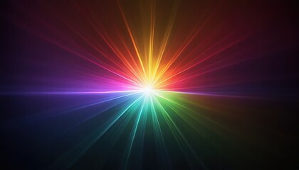 Radiant Burst of Colors: A vivid burst of multi-colored light radiates outwards from a central point, creating a visually striking and dynamic display of energy and vibrancy.