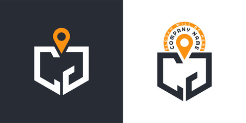 CJ Location Logo Bundle. Letter CJ Logo Dual Vector Icons for Recruitment and Navigation