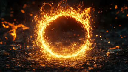 Ethereal fire ring manifestation enchanted forest visual art mystical close-up elemental energy