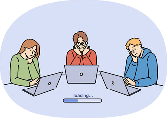 Poor internet speed frustrates students using laptops and waiting for educational apps to load....