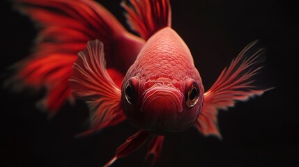 Red Betta Fish  Closeup  Aquatic Life  Macro Photography