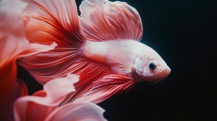 Fototapeta premium Elegant Pink Siamese Fighting Fish Aquatic Life Macro