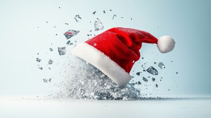 Exploding Santa Hat with Snow and Shattered Glass Effects