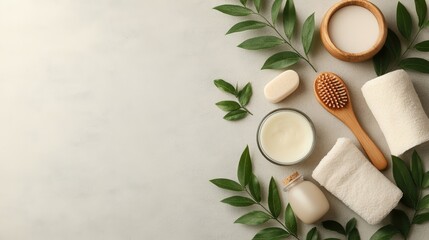 Wooden kitchen utensils on a white towel with a serene and calming atmosphere for relaxation activities