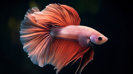 Stunning Orange Betta Fish  Aquatic Life Macro Photography