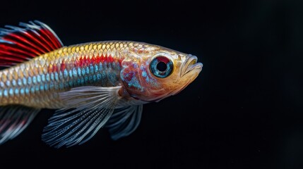 Fototapeta premium Vibrant Red Gold Fish Aquatic Life Macro Photography