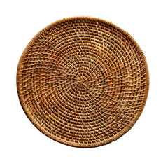 round woven basket with intricate patterns and natural brown color, perfect for serving or decoration. Its craftsmanship showcases traditional weaving techniques