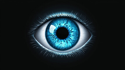 Fototapeta premium macro shot of human eye with bright blue iris and detailed texture