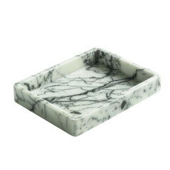 Fototapeta premium Elegant marble tray with sleek design, perfect for serving or displaying items. Its unique black and white pattern adds touch of sophistication to any decor