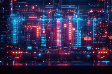 Obraz premium Futuristic Neon Circuit Board Abstract Background