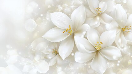 Fototapeta premium Elegant white flowers on a white background creating a serene floral arrangement
