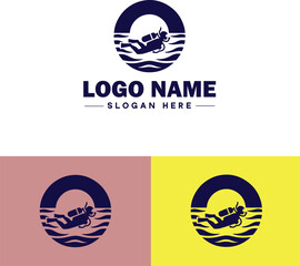 Scuba Diving icon Underwater diving Deep-sea exploration Subaquatic exploration flat logo sign symbol editable vector