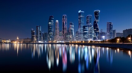 Fototapeta premium City skyline is reflected in the water