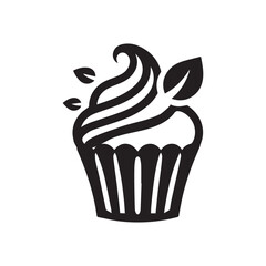 Silhouette cupcake Icon, food logo, Vector illustration isolated on white background. Can be used as icon, sign or symbol - cupcake silhouette.