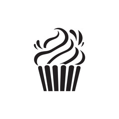 Silhouette cupcake Icon, food logo, Vector illustration isolated on white background. Can be used as icon, sign or symbol - cupcake silhouette.