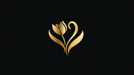 Obraz premium Elegant Gold Tulip Logo Design for SM: A Refined Template for Business, Spa, and Health with Nature's Touch