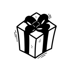 Hand Drawn Gift Box Illustration. Doodle Vector. Isolated on White Background - EPS 10 Vector