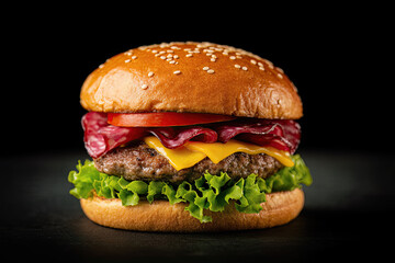 Delicious fast food, burgers, burgers, hamburgers, cheeseburgers, isolated on white background
